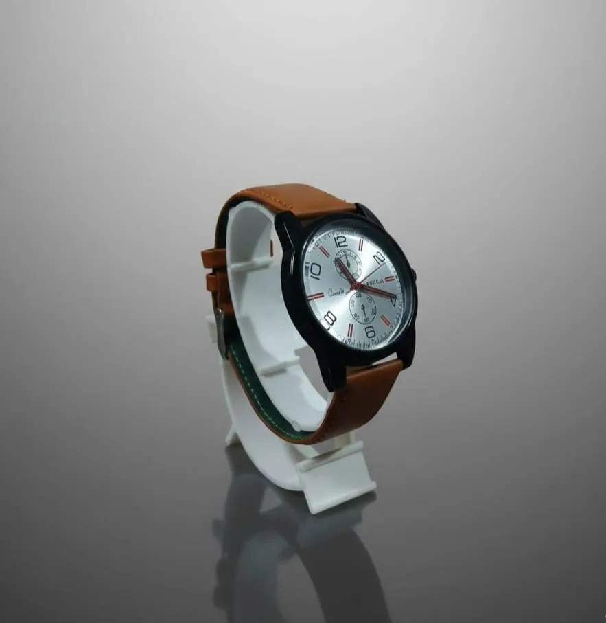  brown leather strap watch